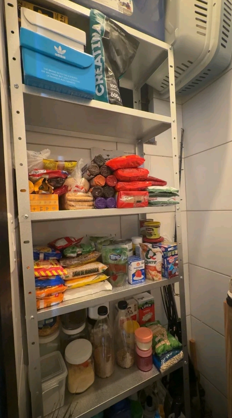 Estante com prateleiras organizadas